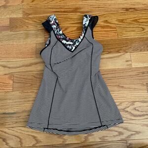 lululemon Super Sport Tank 4 Mini Pop Stripe Black Mink Berry Butterfly W1M53S